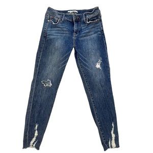 SAM EDELMAN The Kitten Mid Rise Skinny
Crop Jeans, Distressed with a Raw Hem